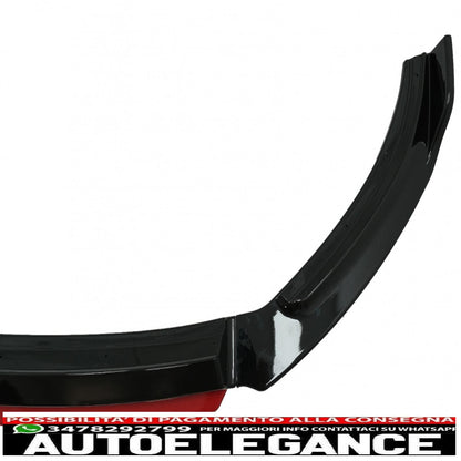 Front Bumper Lip Extension Spoiler Fit For VW Polo Aw Mk6 (2018-up) Gloss Black &amp; Red