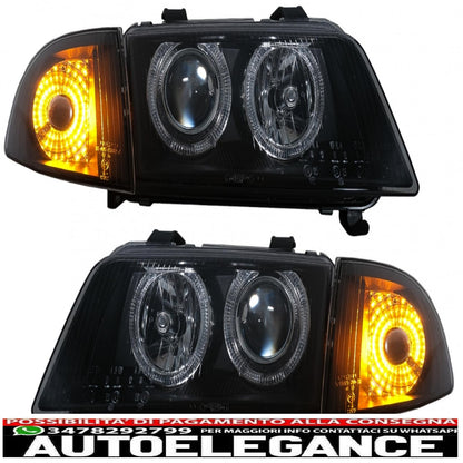 headlights suitable for audi a4 b5 (11.1994-12.1998) angel eye 2 black halo rims