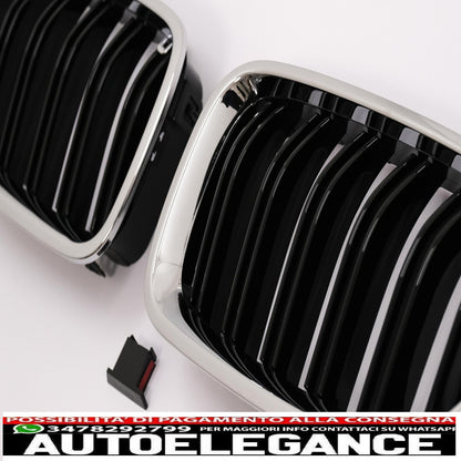 Center double kidney grille suitable for bmw 5 series f10 f11 (2010-2017) piano chrome frame double black stripe
