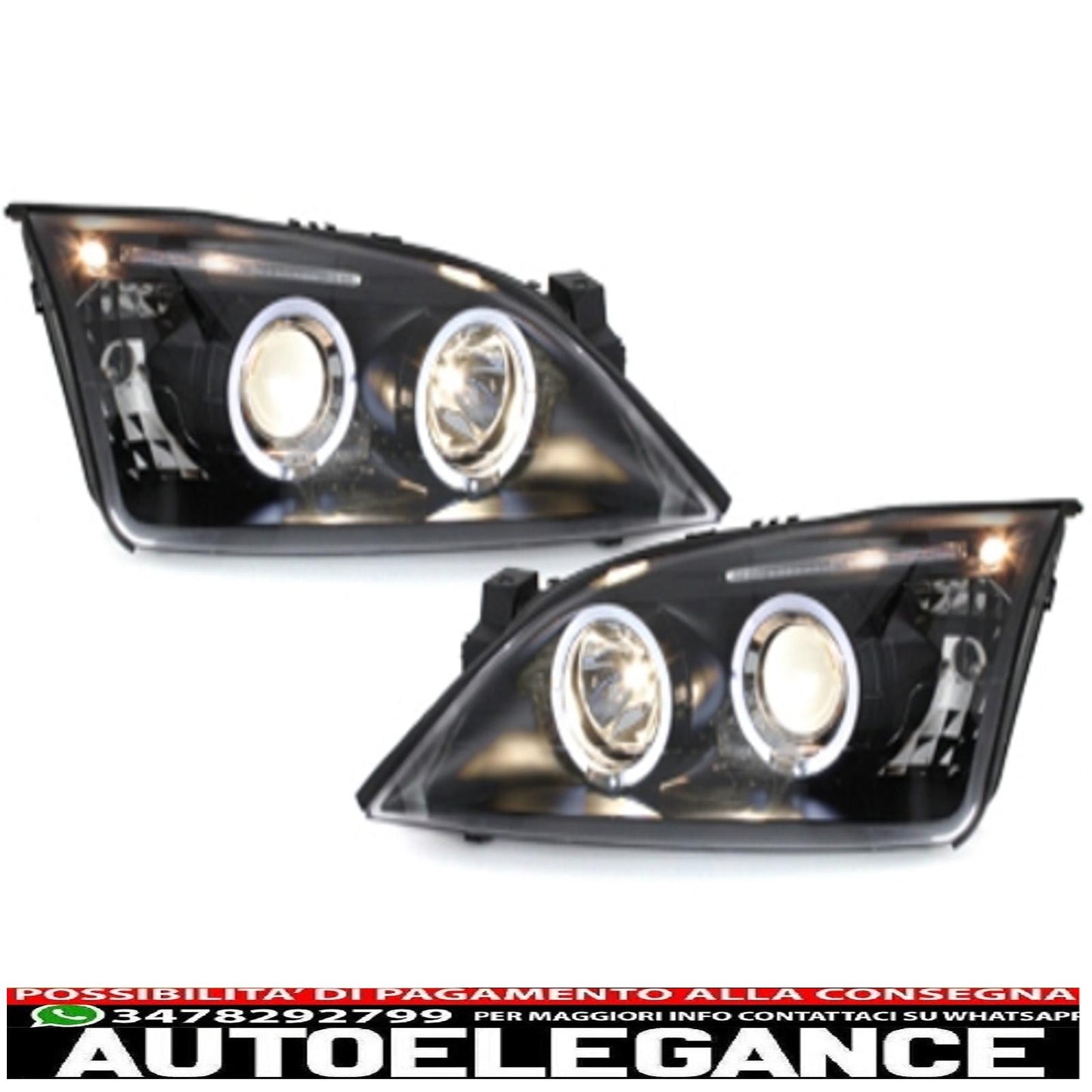 Angel Eyes Headlights suitable for Ford Mondeo MK3 (2000-2007) Black 