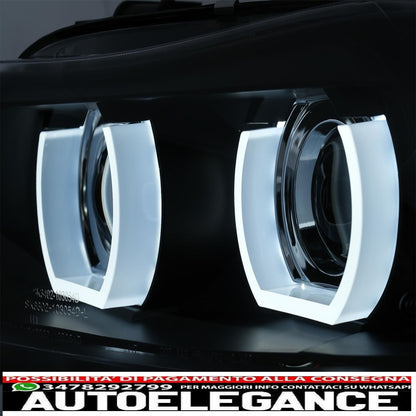 3D angel eye led drl xenon headlights suitable for bmw 3 series e90 e91 lci (2008-2011) black 