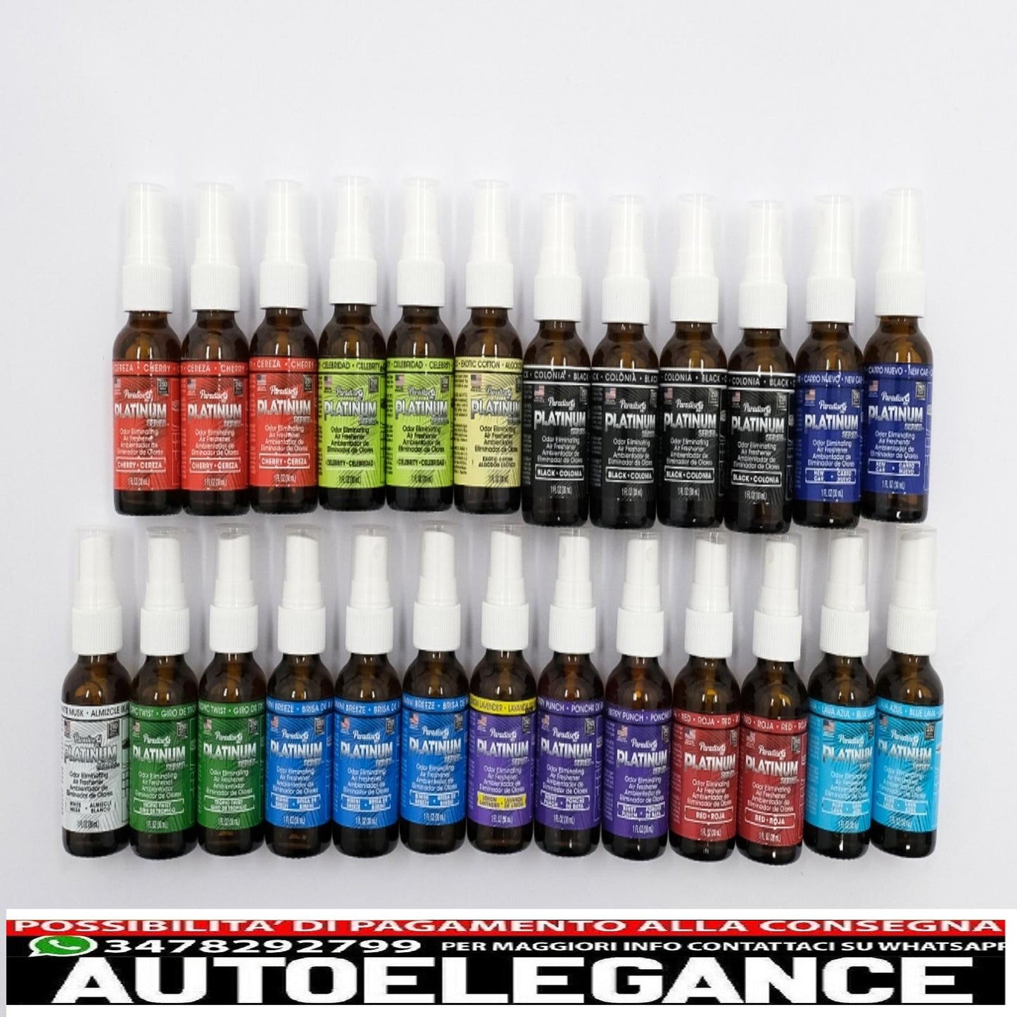 paradise fresh air spray deodorante per ambienti serie platino elimina odori 25 unità assortite