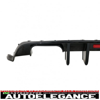 diffusore d'aria per paraurti posteriore adatto per vw golf 7.5 (2017-2019) r look pianoforte nero con riflettore led rosso