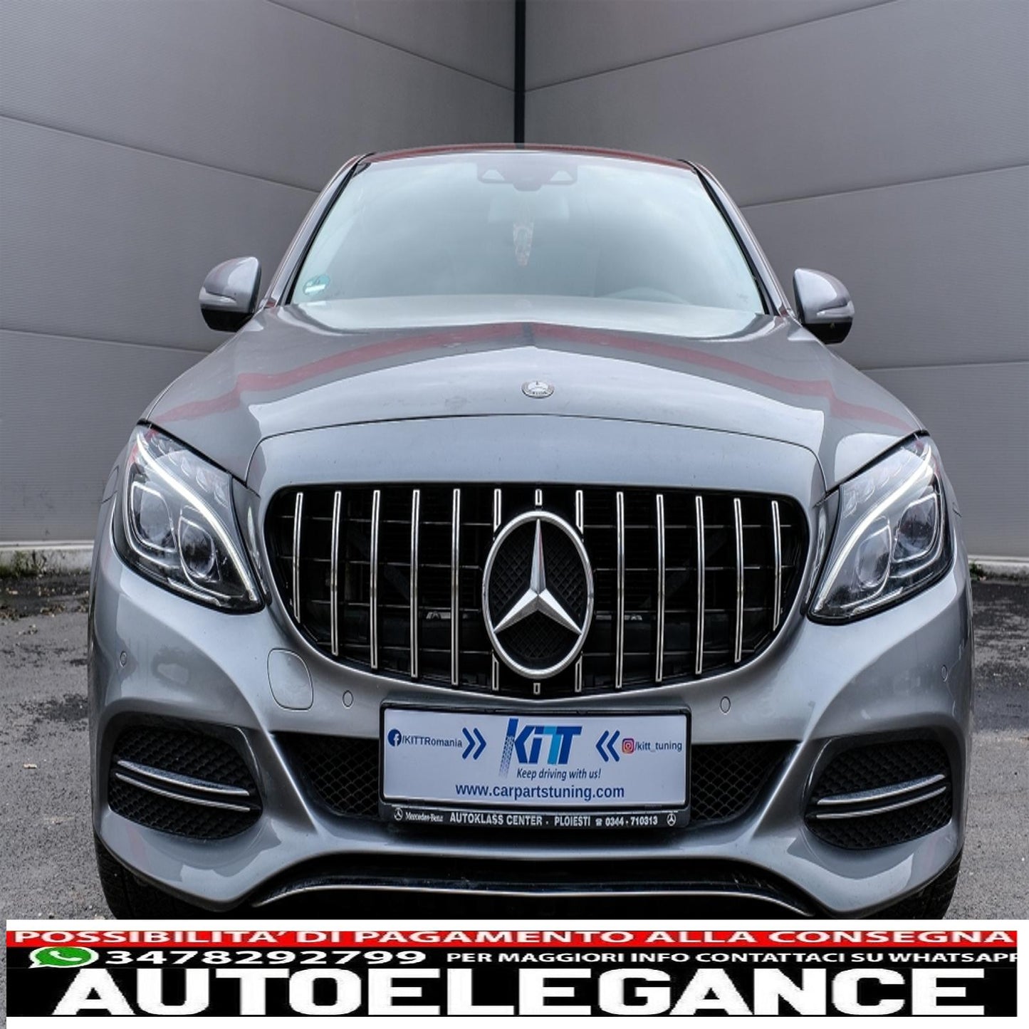 front grille suitable for mercedes c class w205 s205 c205 a205 (2014-2018) gt-r design panamericana chrome without camera 