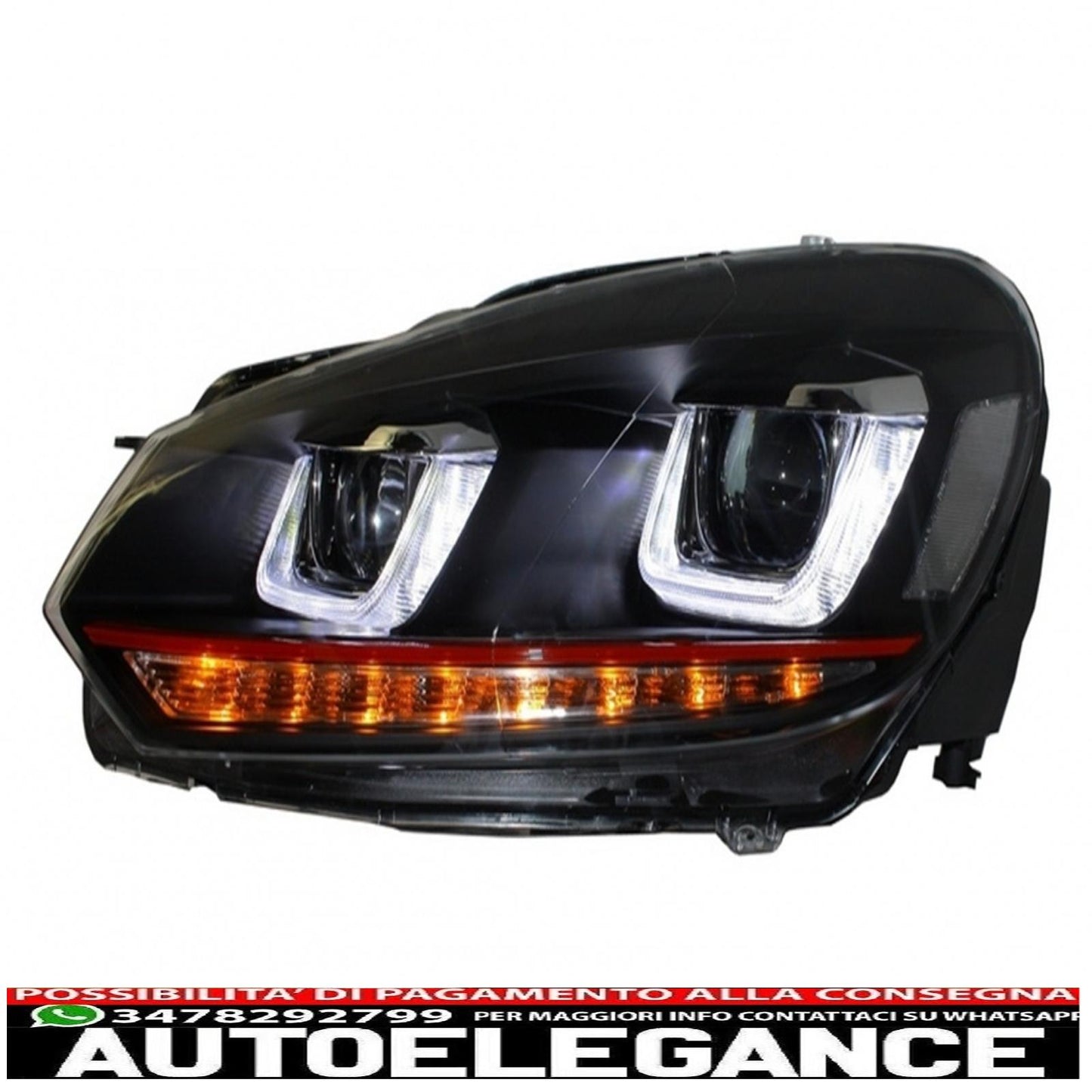 central grille suitable for vw golf 6 vi (2008-2012) with led drl u-design headlights and full led rear lights 