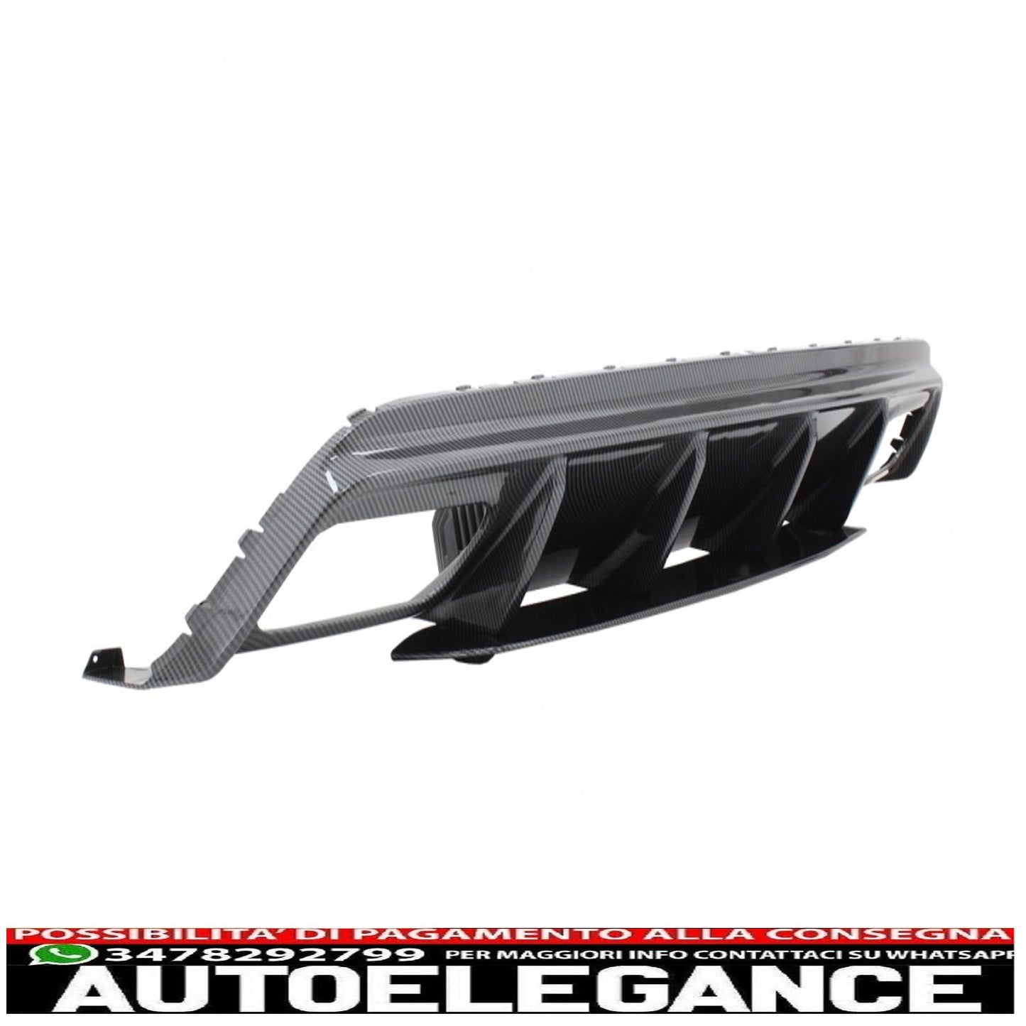 Rear bumper valance diffuser with exhaust tips suitable for mercedes w176 a-class (2013-2018) a45 restyling design carbon look