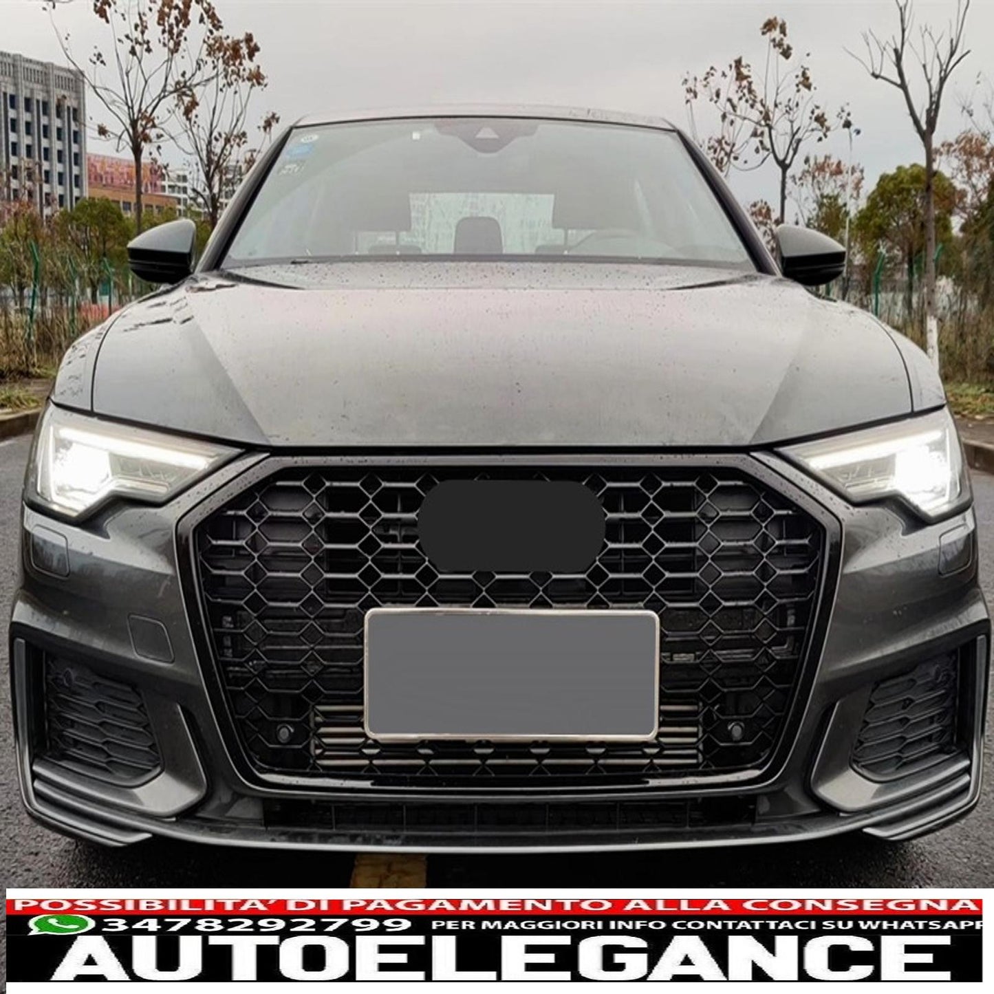center grille without badge suitable for audi a6 c8 4k (2018-up) rs6 design piano black 