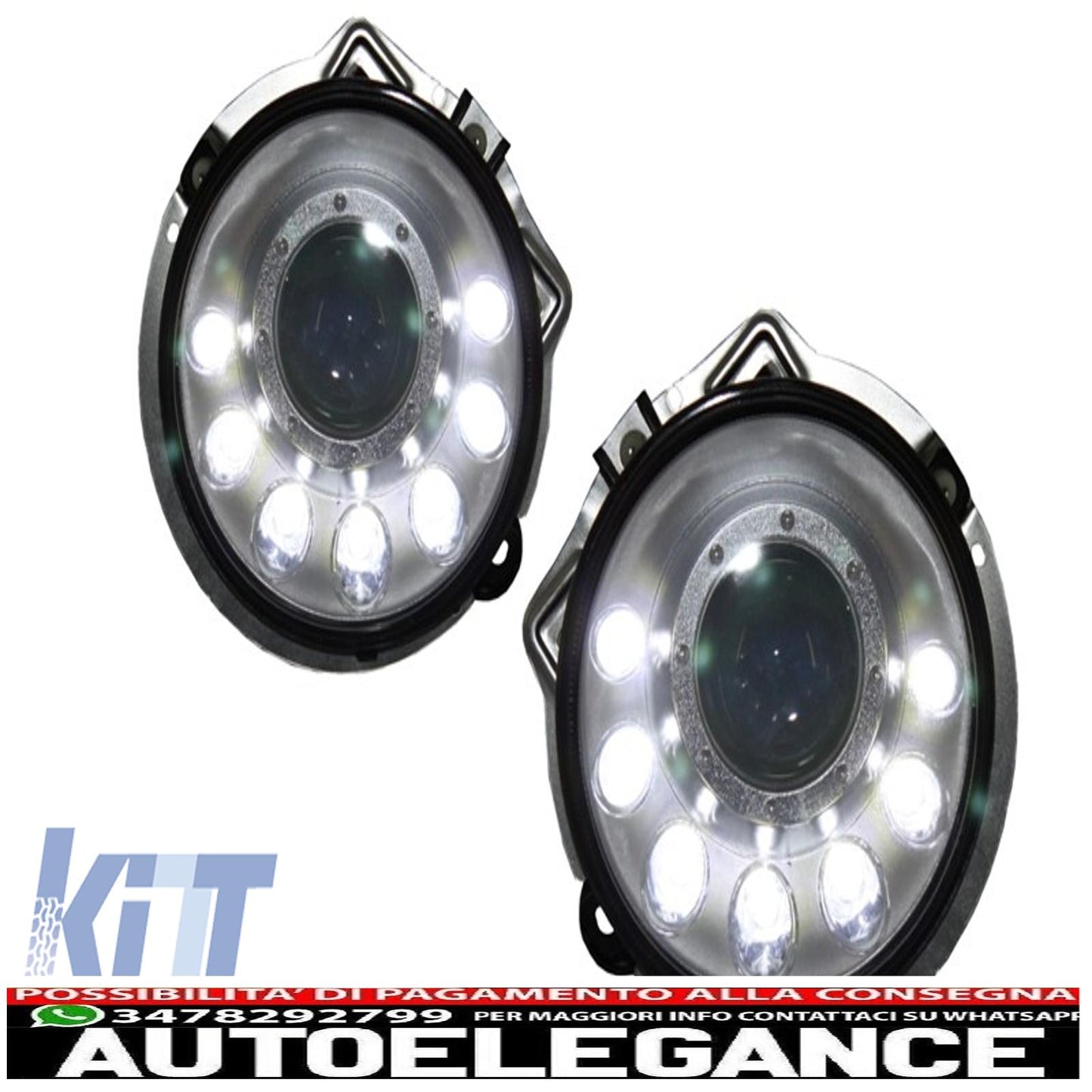 adatto per mercedes w463 classe g 1989-2012 fari led neri bi-xeno look m-design cromati AUTOELEGANCERICAMBI
