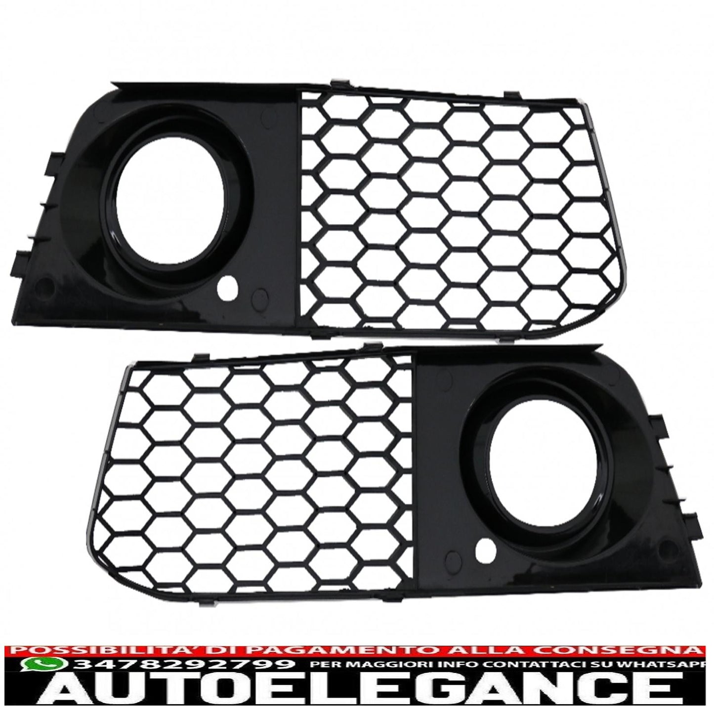 Copri fendinebbia griglie laterali adatte per audi a4 b8 8k (2007-2011) rs4 look edizione nero lucido AUTOELEGANCERICAMBI