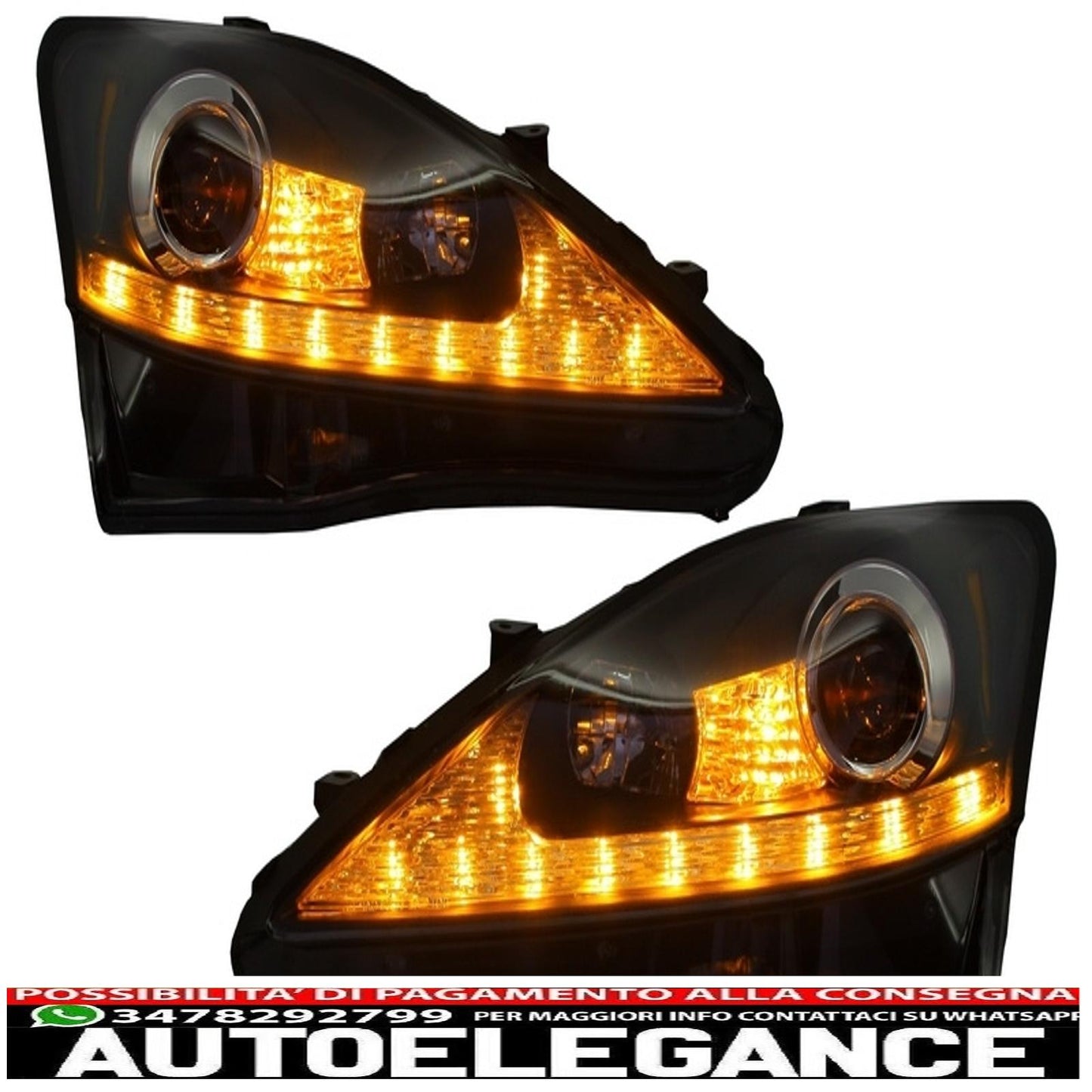 led drl headlights dynamic turn signals suitable for lexus is xe20 (2006-2013) black edition 