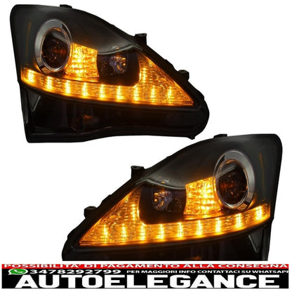 led drl headlights dynamic turn signals suitable for lexus is xe20 (2006-2013) black edition 