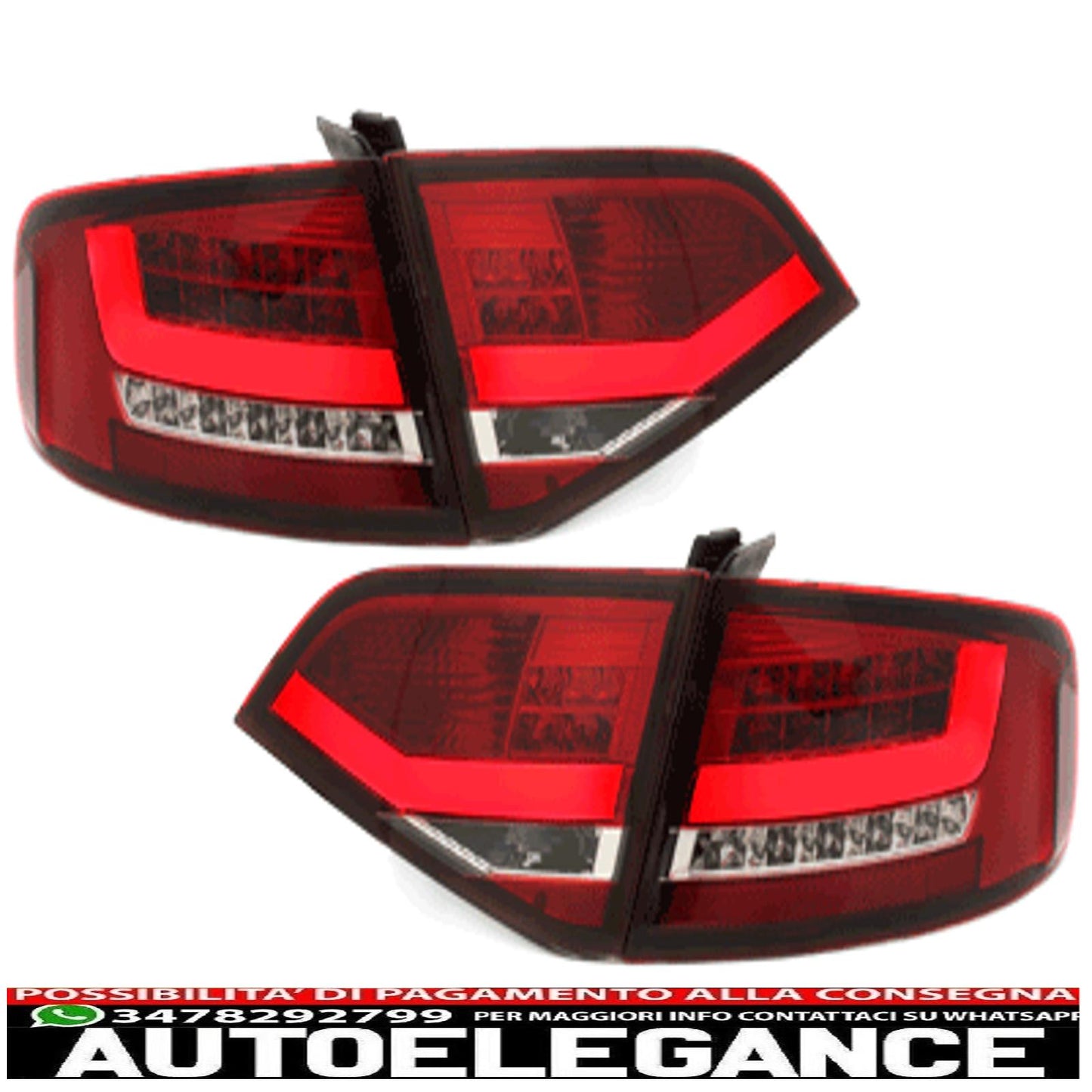 led rear lights suitable for audi a4 b8 8k sedan (2007-2010) red transparent
