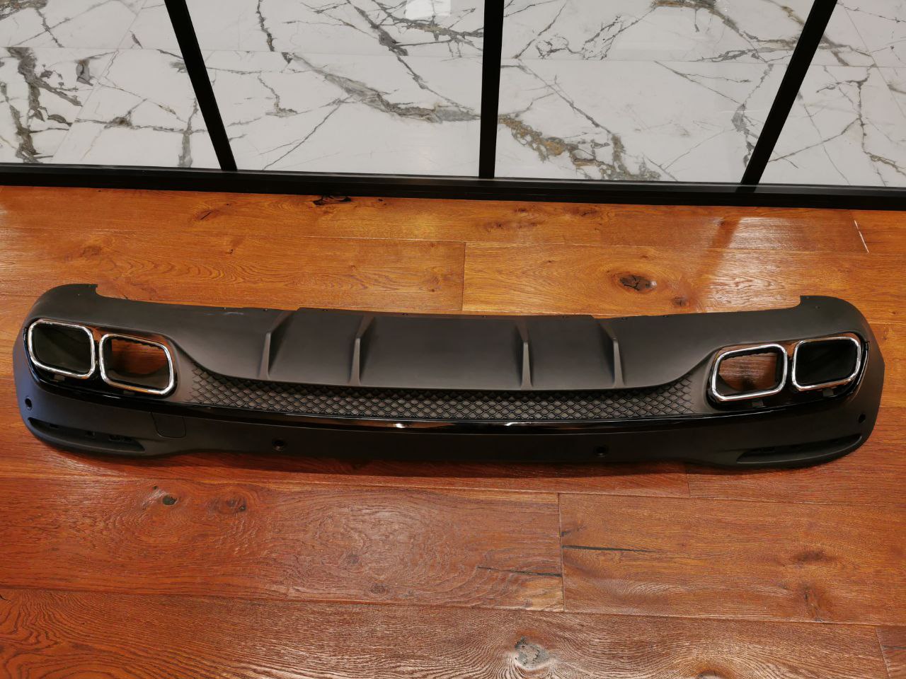 DIFFUSORE ADATTO PER MERCEDES GLE W167 AMG SUV LOOK 63 NERO + TERMINALI CROMATI