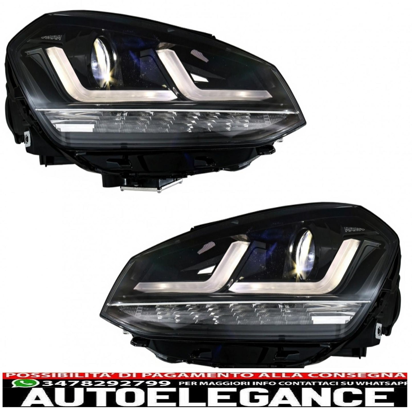 osram full led ledriving headlights suitable for vw golf 7 vii (2012-2017) black upgrade for xenon and halogen cars drl