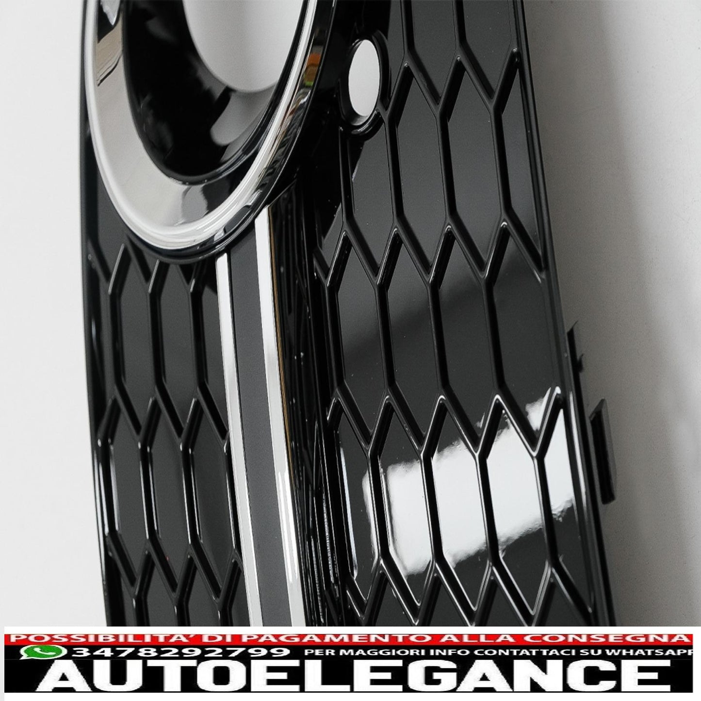 Copri fendinebbia griglie laterali adatto per audi q5 suv 8r facelift (2012-2016) rs design nero e cromato AUTOELEGANCERICAMBI