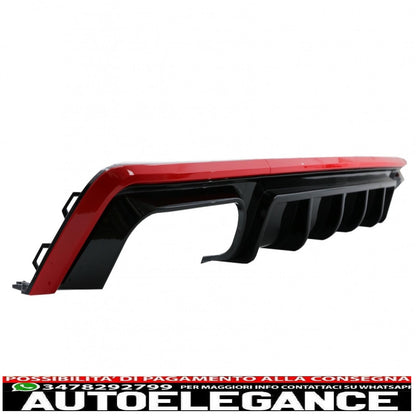 Rear bumper valance diffuser with exhaust tips suitable for audi a6 c8 4k avant sedan (2018-up) red s6 design