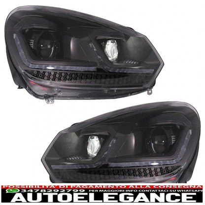 led headlights suitable for vw golf 6 (2008-2013) with g7.5 facelift black look smooth dynamic sequential cornering lights left hand drive