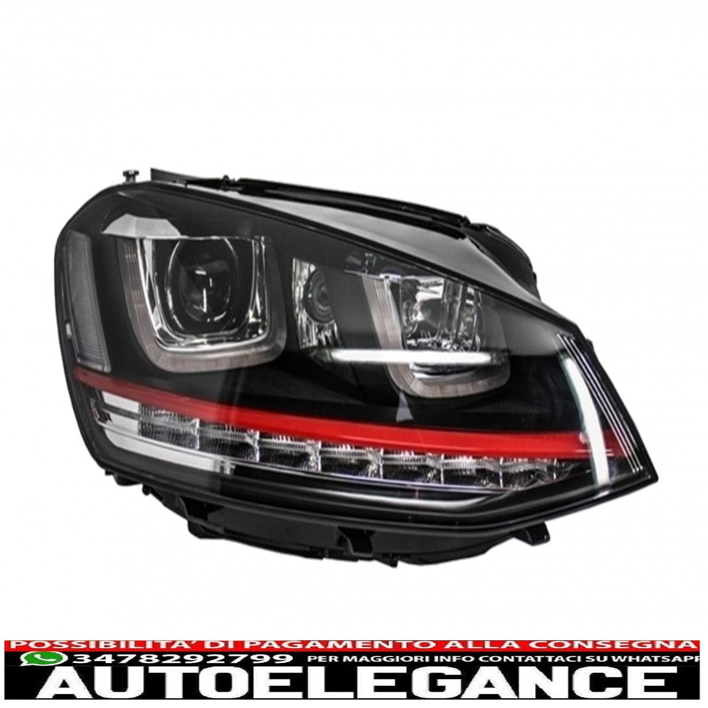 paraurti anteriore adatto per vw golf vii golf 7 (2013-2017) gti look con fari 3d led dlr luce rossa scorrevole