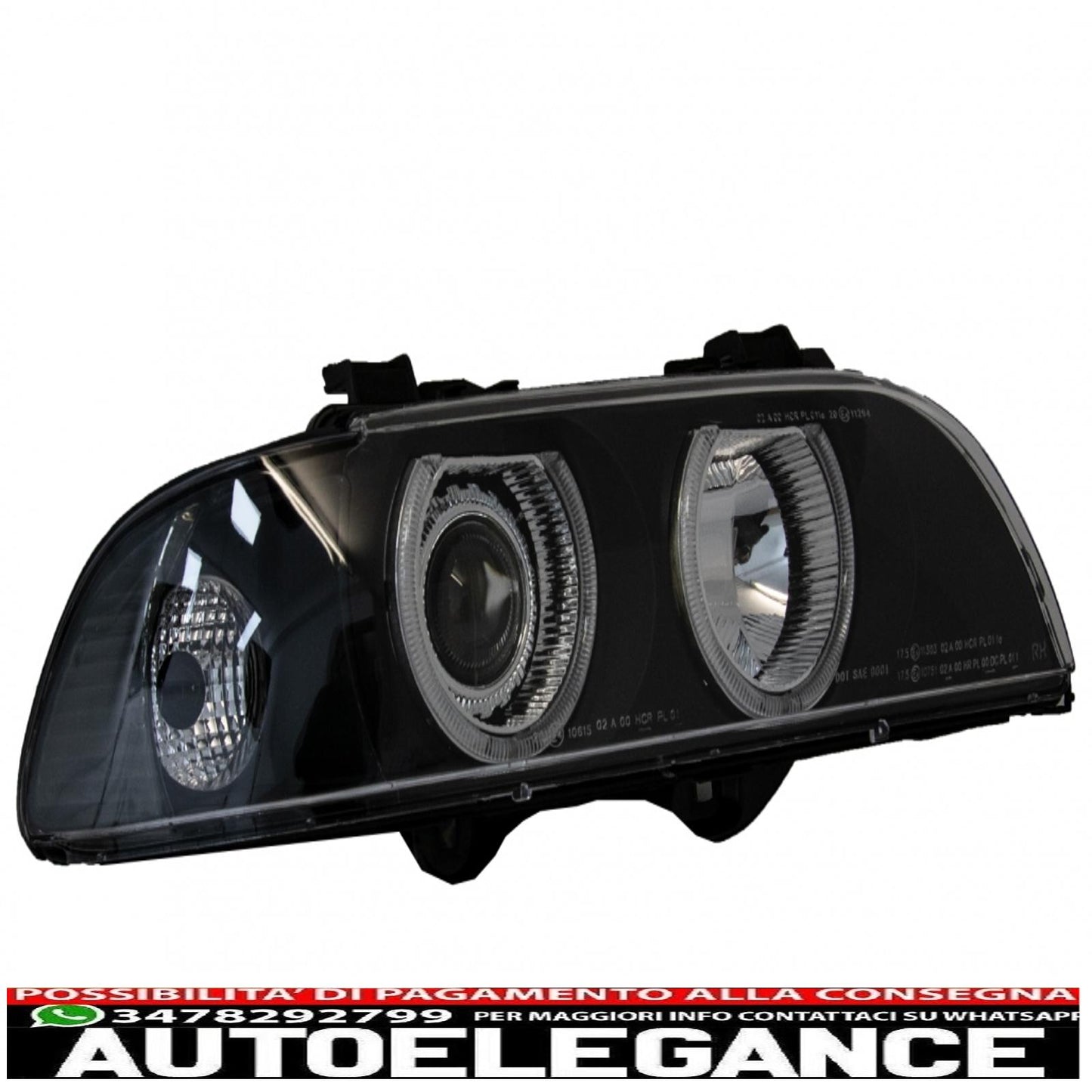 angel eye headlights suitable for bmw 5 series e39 sedan touring (1996-2003) black grey edition