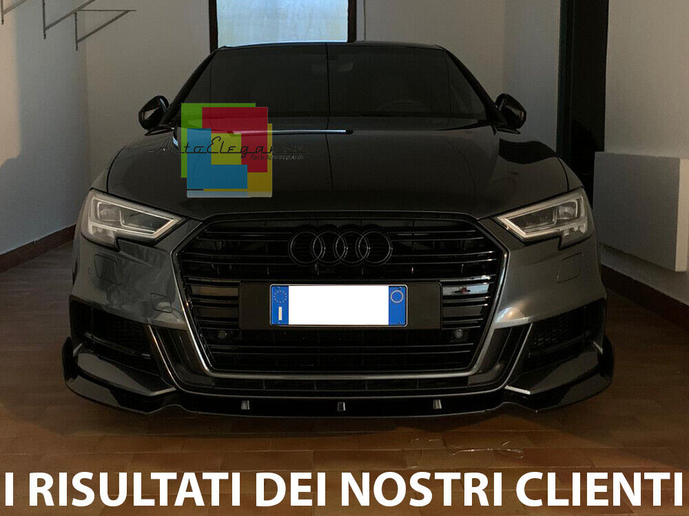 AUDI A3 8V 2012+ FACELIFT SOTTO PARAURTI ANTERIORE ABS NERO RS3 DESIGN SPLITTER AUTOELEGANCERICAMBI