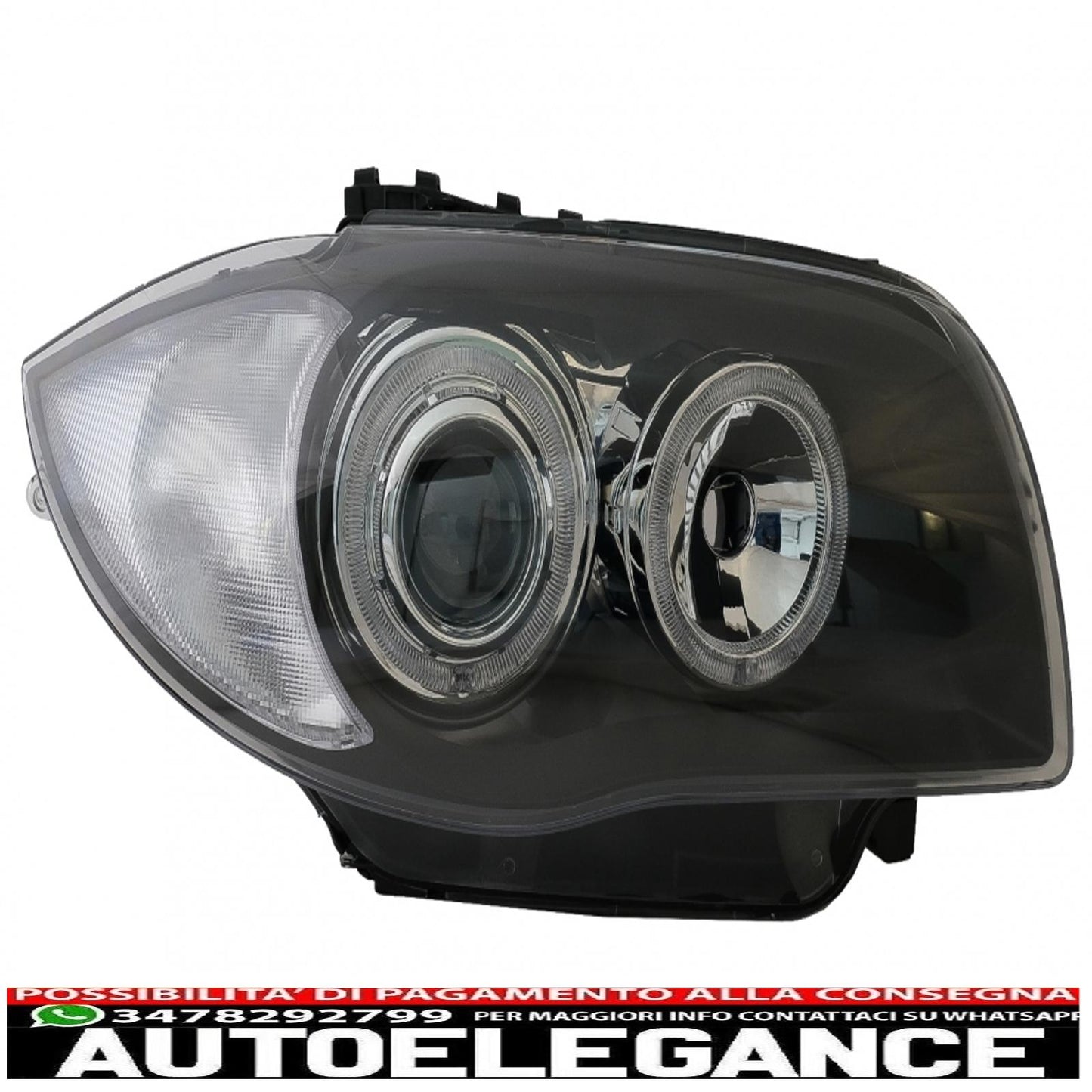 angel eye headlights suitable for bmw 1 series e81 e82 e87 e88 (2004-2011) 2 black halo rims 