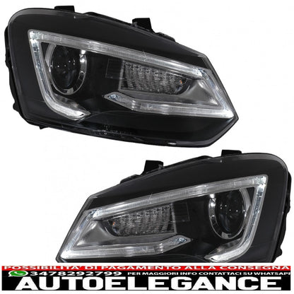 headlights suitable for vw polo mk5 6r 6c 61 (2011-2017) led light bar Devil Eye Look RHD