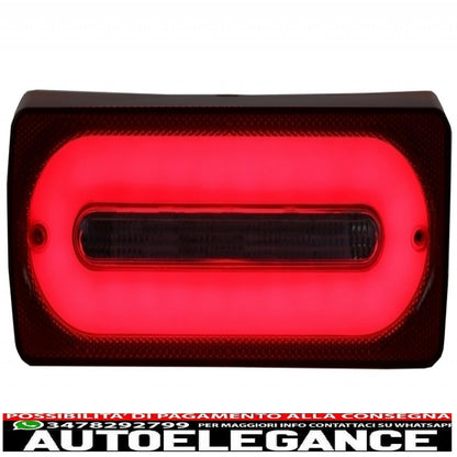 fanali posteriori full led barra luminosa luci di svolta sequenziali dinamiche rosse con fendinebbia e spoiler sul tetto adatti per mercedes benz classe g w463 (1989-2015)