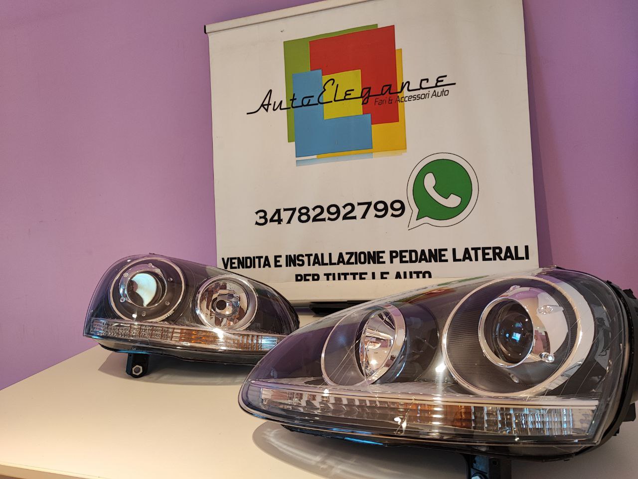 FARI ANTERIORI ADATTI PER VW GOLF 5 LOOK GTI DESIGN SPORTIVO