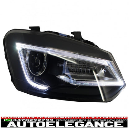 led xenon hid headlights suitable for vw polo 6r 6c 61 (2011-2017) Devil Eye Look light bar
