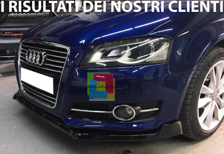 AUDI A3 8P 2009-2013 LIP SPOILER SOTTO PARAURTI ANTERIORE ABS NERO SPLITTER - V- AUTOELEGANCERICAMBI