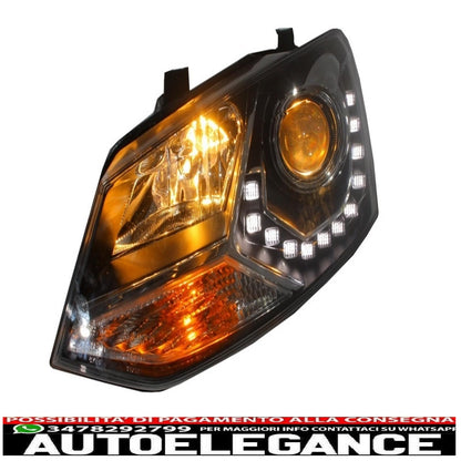 dayline headlights suitable for vw polo 6r 09+ led drl daytime running lights black optics
