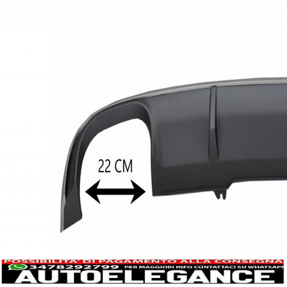 Rear bumper valance diffuser suitable for audi a4 b9 8w sedan avant (2016-2018) with exhaust tips, tailpipes and boot spoiler, s4 design