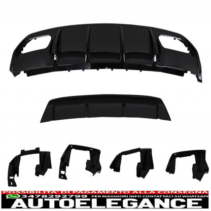 Diffusore posteriore con mantovana adatto per Mercedes W176 Classe A (2012-2018) con spoiler sul coperchio del bagagliaio A45 Design Facelift Black Edition
