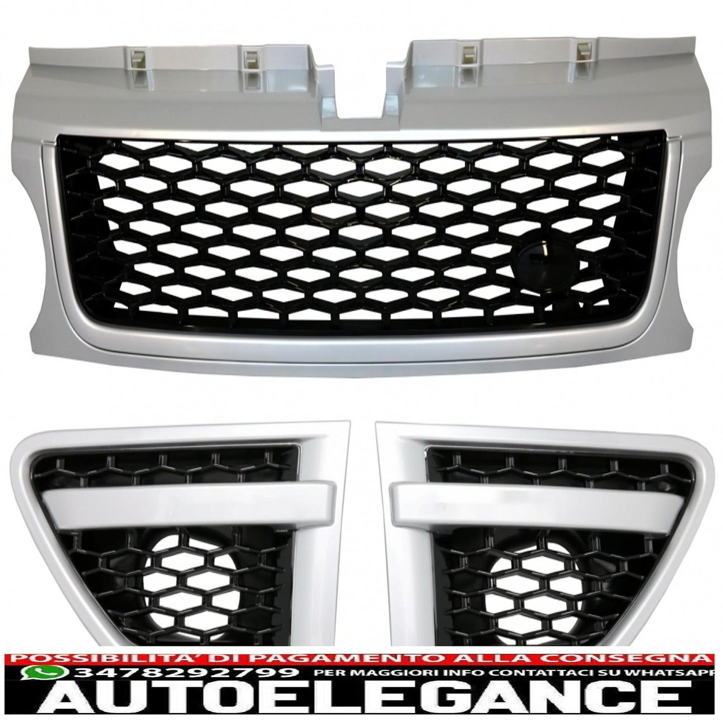 Paraurti anteriore adatto per Land Rover Sport L320 Facelift (2009-2013) con griglia centrale, prese d'aria laterali e parafanghi anteriori dal design autobiografia