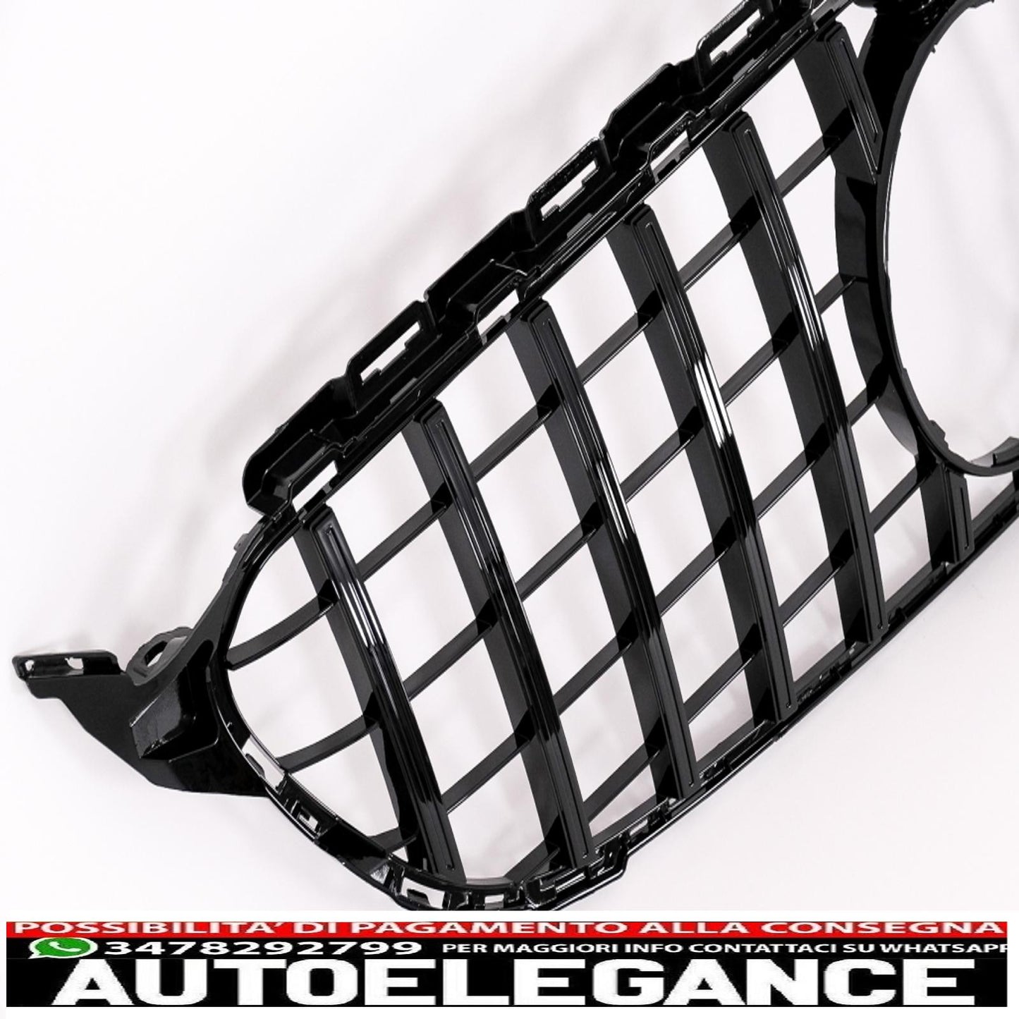 center grille suitable for mercedes c class w205 s205 c205 (2014-2018) gt-r design panamericana black with 360 camera