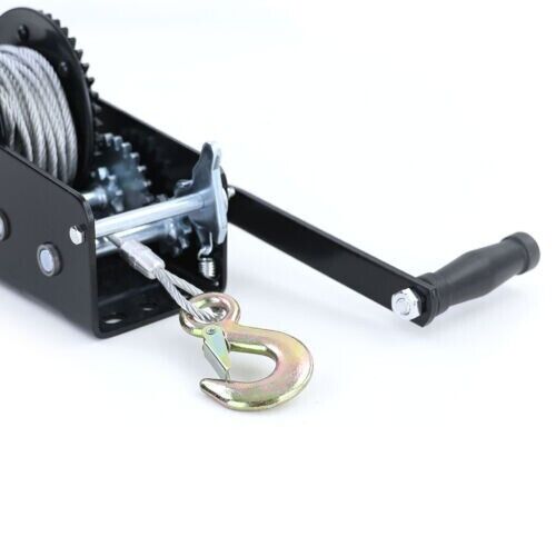 Professional Winch Hand Winch Black with Wire Rope 10 Meters 900kg