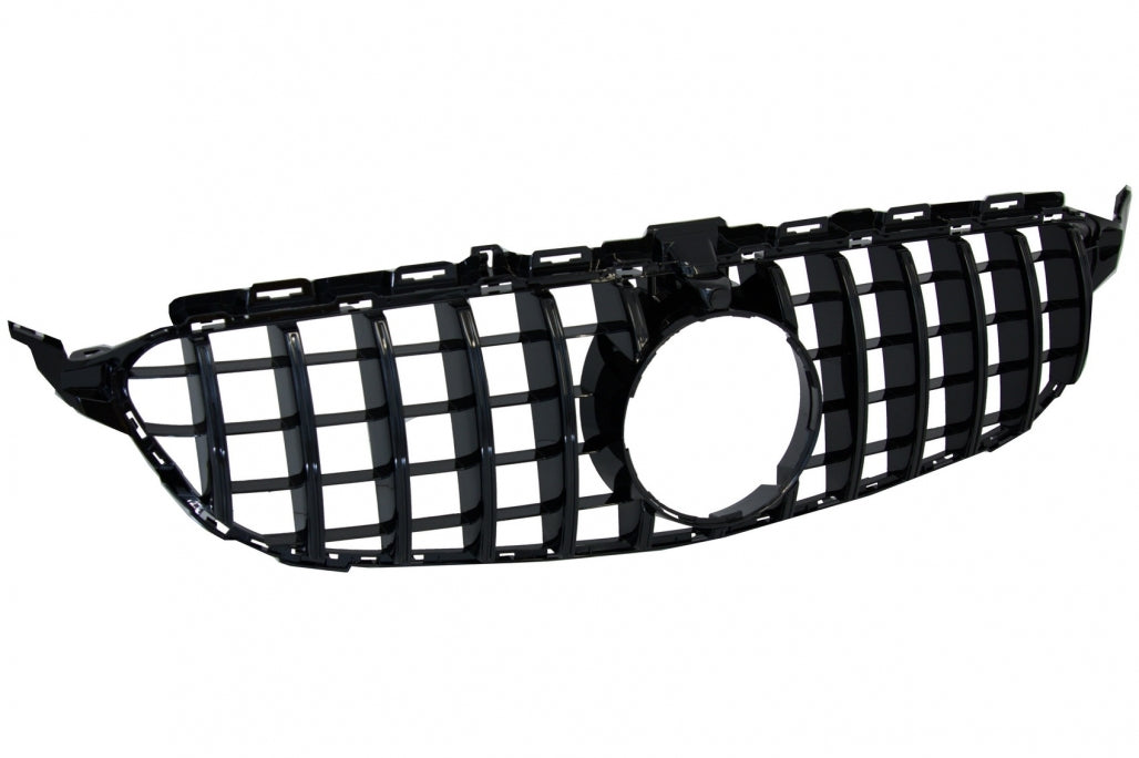 GRIGLIA ADATTA PER MERCEDES CLASSE C W205 2015-2018 NERO LUCIDO SENZA CAMERA GT