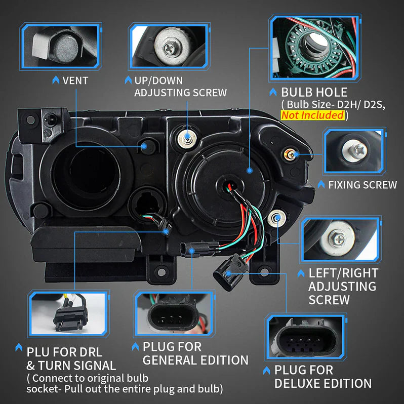 Halo LED Headlights (RGB) + Taillights for Dodge Challenger 2008-2014 