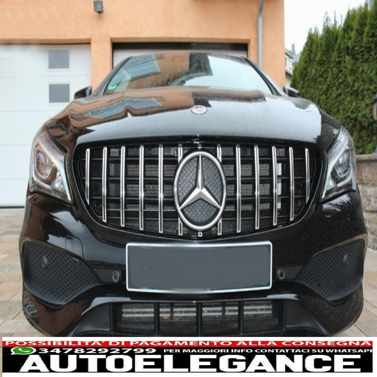 griglia anteriore centrale adatta per mercedes cla c117 x117 w117 facelift (2016-2018) cla45 gt-r design panamericana cromata nera
