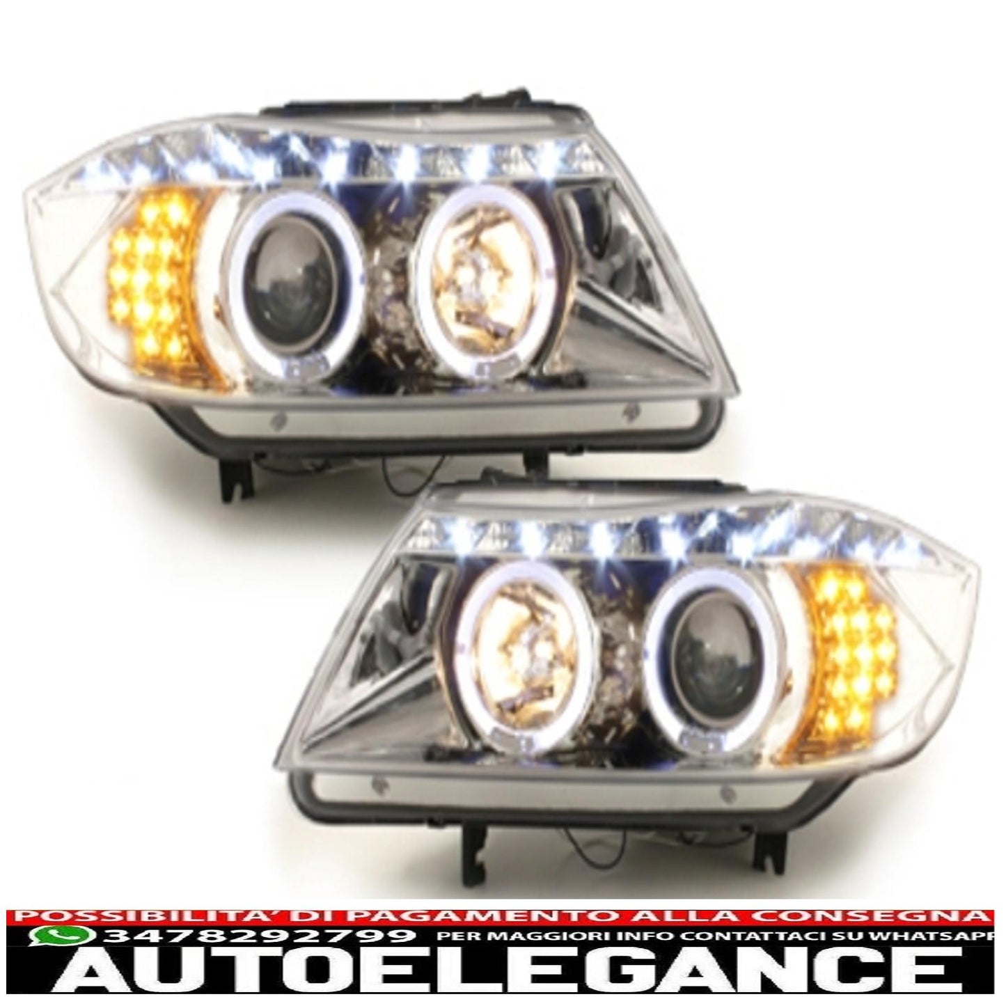dayline headlights suitable for bmw e90 05+_2 halo rims_drl led_optics_chr