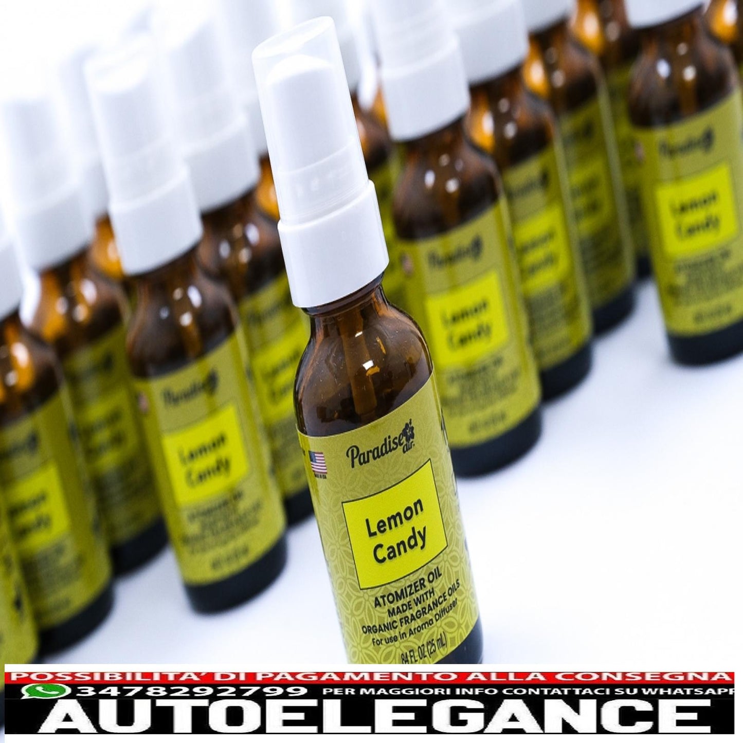 Paradise Air Fresh atomizzatore deodorante per ambienti con olio spray 25 ml caramelle al limone 25 unità diffusore di aromi