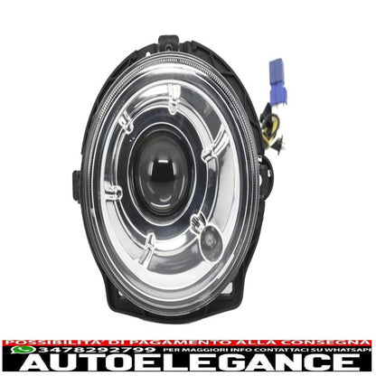 bi-xenon headlights chrome look suitable for mercedes g-class w463 (1989-2012) with white covers with led drl design g65