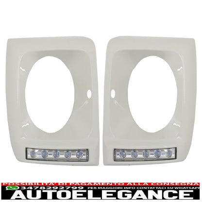 fari anteriori neri look bi-xeno con coperture led bianchi drl adatti per mercedes classe g w463 (1989-2012) design g65