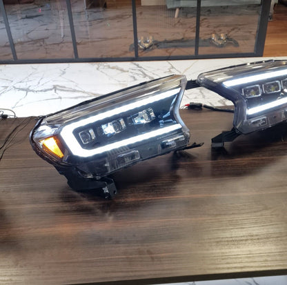 FARI ANTERIORI ADATTI PER FORD RANGER T6 2015-2020 FULL LED DINAMICI LOOK NERO