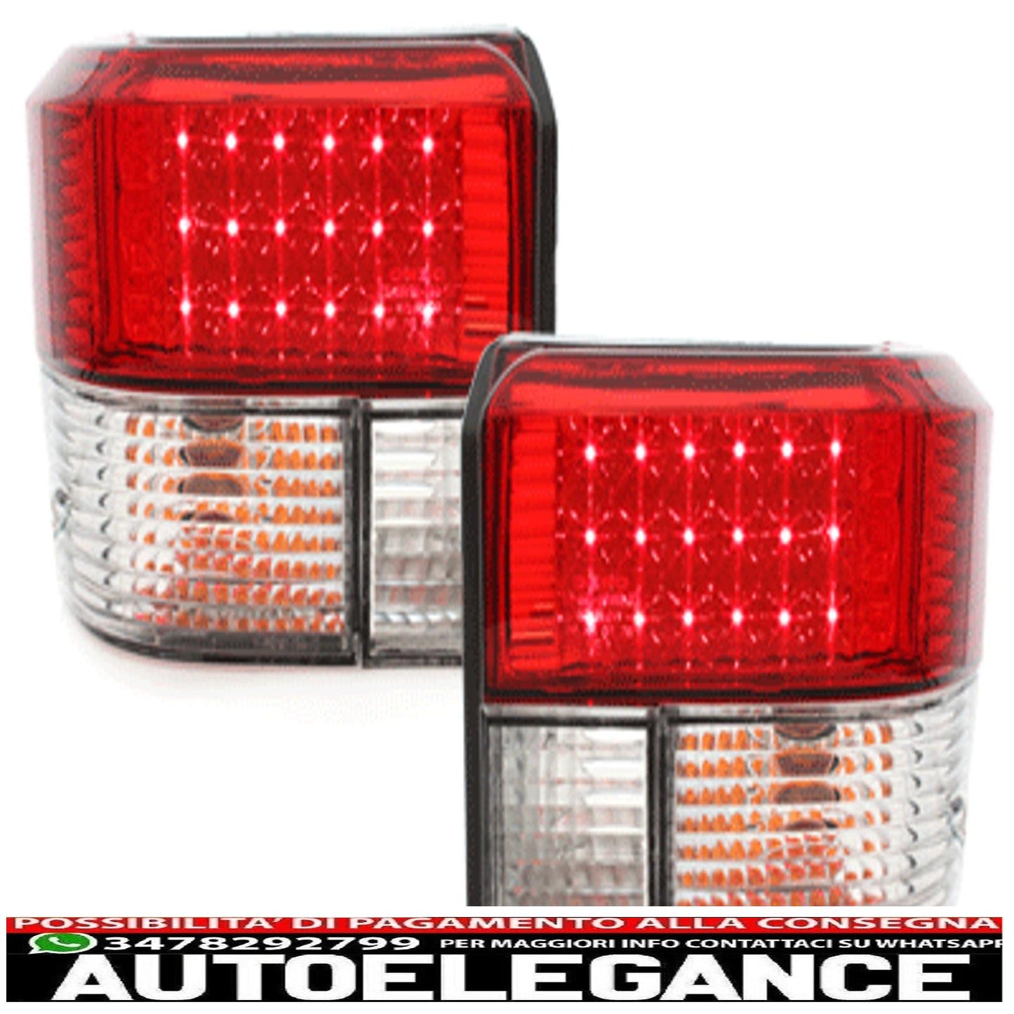 led rear lights suitable for vw t4 (1990-2003) crystal red