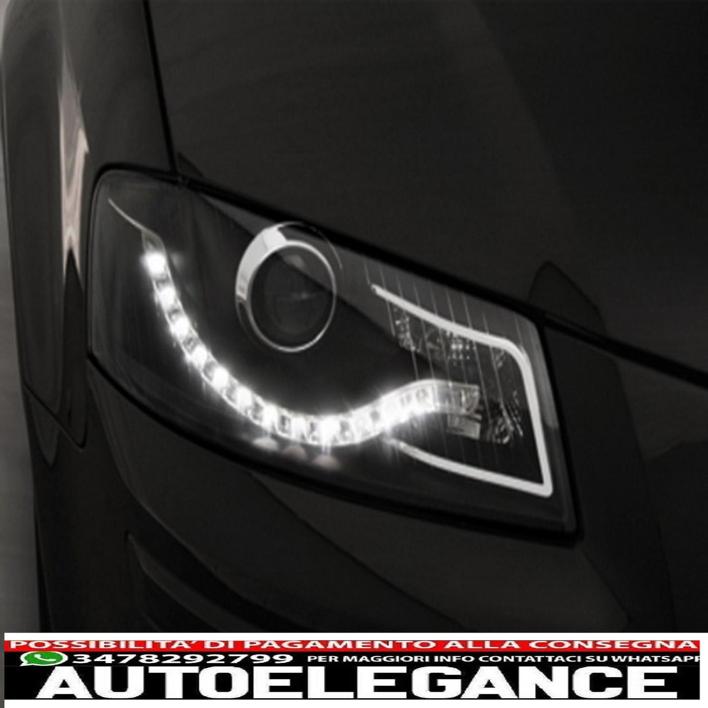 daytime running lights suitable for audi a3 8p (05.2003-03.2008) drl black 