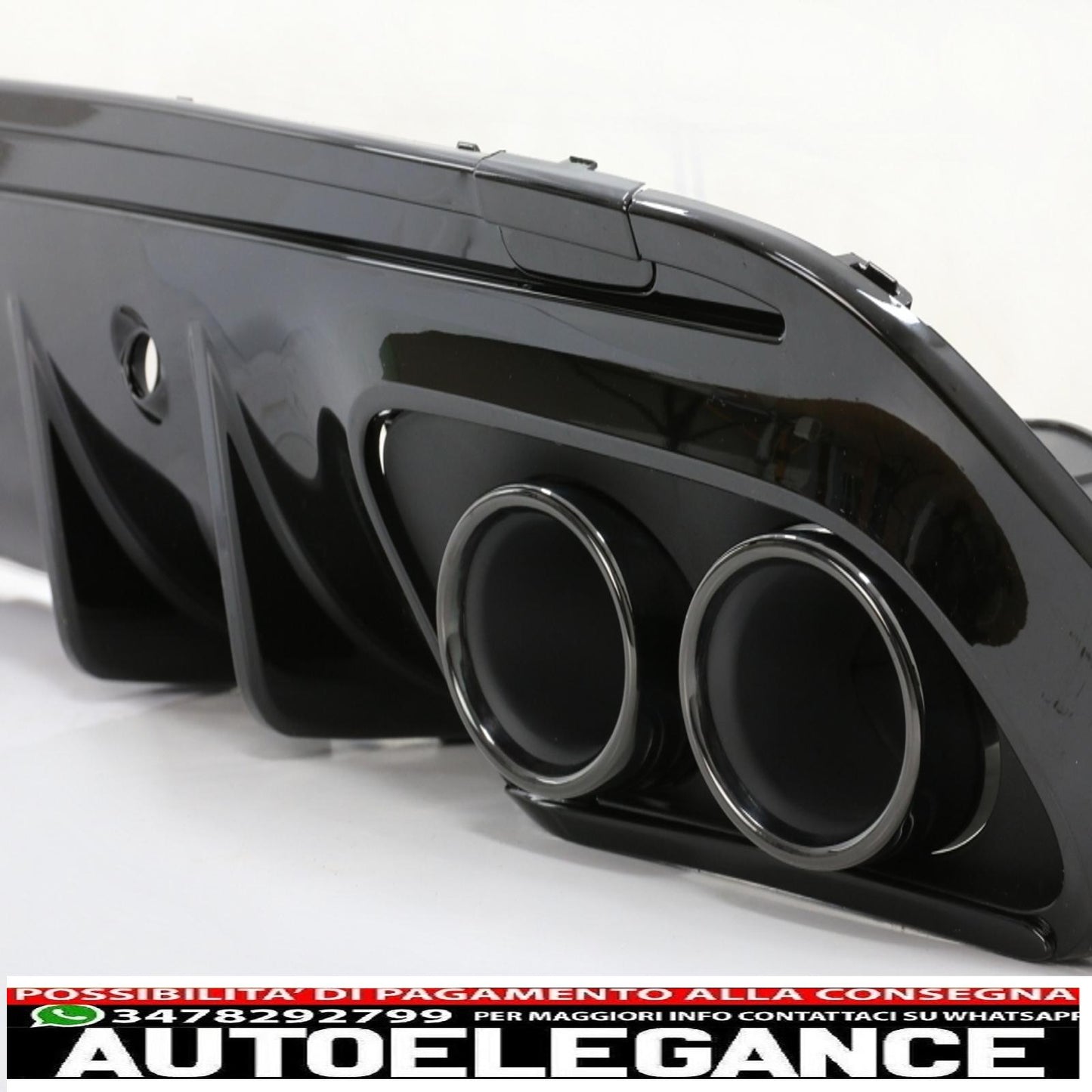 diffusore paraurti posteriore con terminali di scarico adatti per mercedes classe c w205 (2014-2020) e spoiler bagagliaio nero pianoforte