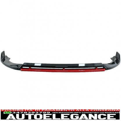 Spoiler di estensione del labbro del paraurti anteriore con griglia centrale senza badge e diffusore posteriore adatto per VW Golf 7.5 Facelift (2017-2020) Piano Black & Red