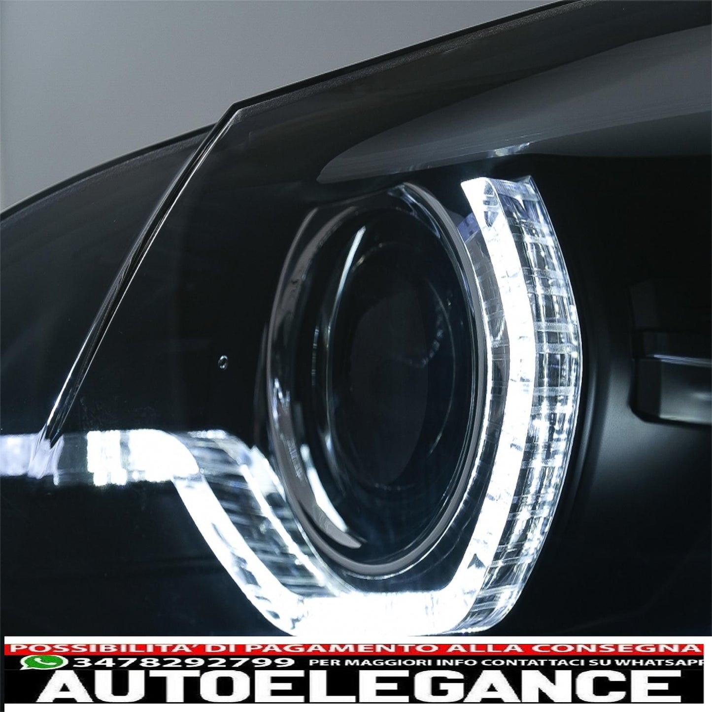 xenon headlights angel eye 3d dual halo led drl rims suitable for bmw x5 e70 (2007-2010) black 