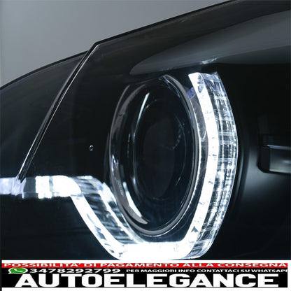 xenon headlights angel eye 3d dual halo led drl rims suitable for bmw x5 e70 (2007-2010) black 